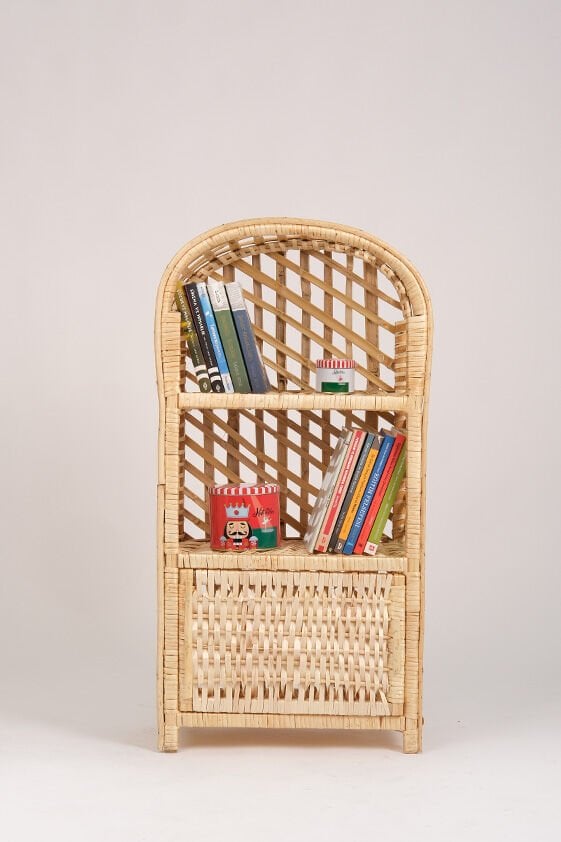 Dekoratif Hasır Raf Kitaplık Kapaklı