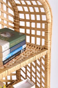 Dekoratif Hasır Kapaklı 5 Raflı Çok Amaçlı Kitaplık