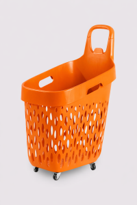 73 L Tekerlekli Market Sepeti Turuncu - 4 Tekerlekli Alışveriş Sepeti Turuncu Saplı, 87x54x39 cm