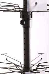 5 Katlı Etiketlikli Döner Teşhir Standı ve Metal Duvar Reyonu Delikli Arka Panel H:206 L:90 Delikli Saca Geçme Etiketli Spot Tel 20 cm