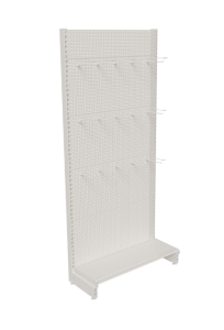 5 Katlı Etiketlikli Döner Teşhir Standı ve Metal Duvar Reyonu Delikli Arka Panel H:206 L:90 Delikli Saca Geçme Etiketli Spot Tel 20 cm
