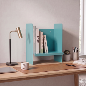 Mavi Metal Duvar Rafı - Masa Üstü Kitaplık ve Çok Amaçlı Ofis Düzenleyici 21x30 cm