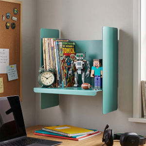 Mavi Metal Duvar Rafı - Masa Üstü Kitaplık ve Çok Amaçlı Ofis Düzenleyici 21x30 cm