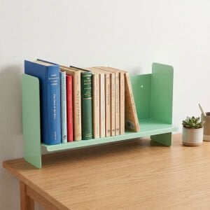 Yeşil Metal Duvar Rafı - Masa Üstü Kitaplık ve Çok Amaçlı Ofis Düzenleyici 21x50 cm