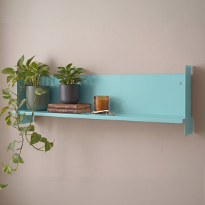 Mavi Metal Duvar Rafı - Masa Üstü Kitaplık ve Çok Amaçlı Ofis Düzenleyici 21x70 cm