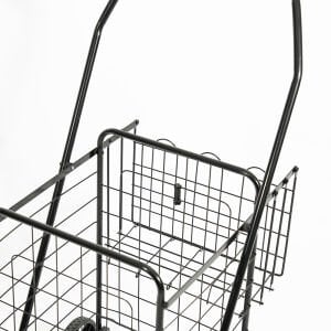 4 Tekerlekli 60 L Katlanabilir Kılıflı Pazar Arabası – 360° Dönebilen Metal İskeletli Siyah Alışveriş Arabası