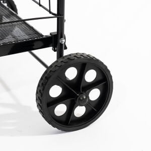 4 Tekerlekli 60 L Katlanabilir Kılıflı Pazar Arabası – 360° Dönebilen Metal İskeletli Siyah Alışveriş Arabası