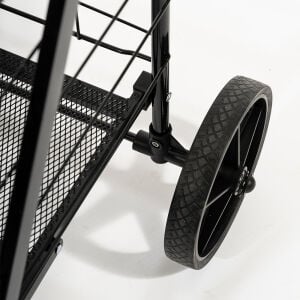 4 Tekerlekli 80 L Katlanabilir Kılıflı Pazar Arabası – 360° Dönebilen Metal İskeletli Siyah Alışveriş Arabası