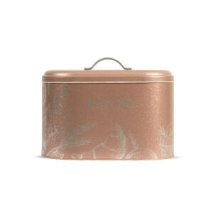 Metal Ekmeklik - Tezgah Üstü Ekmek Saklama Kutusu ve Kapaklı Mutfak Düzenleyici Pembe 34x26x18.5 cm