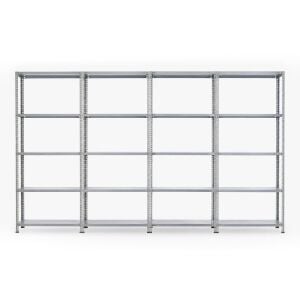 5 Katlı 4'lü Civatalı Hafif Yük Rafı 200x31x374 cm, Çelik Depolama Rafı Gri