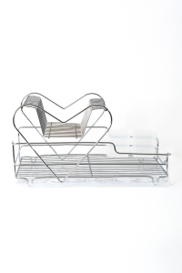 Bulaşıklık Bulaşık Sepeti 2 Katlı Tabaklık Büyük Kalp Model Krom