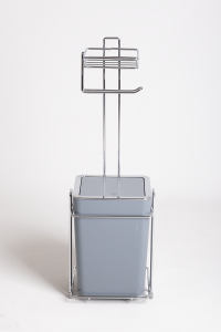 Toilet Paper Holder with Trash Can and Dustbin Gray