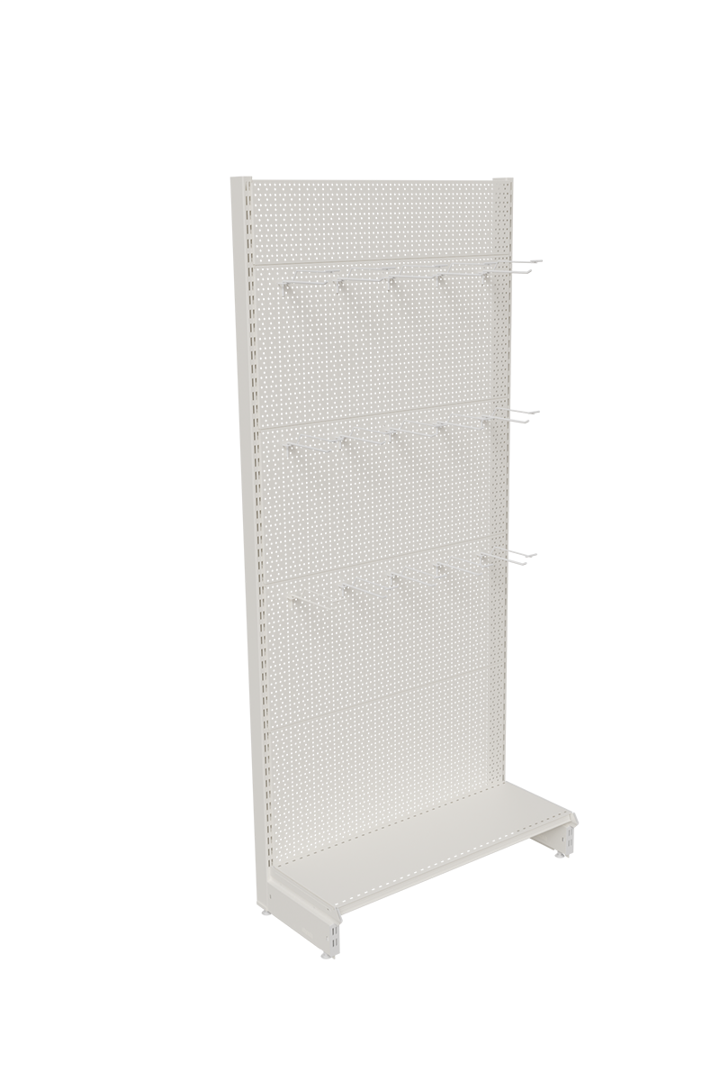 Metal Wall Shelf Perforated Back Panel H: 206 L: 90 Perforated Sheet Metal Insert Labeled Spot Wire 20 cm