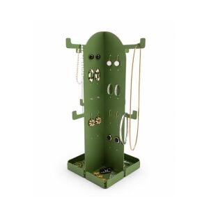 Kaktüs Metal Takı Standı ve Organizeri - Küpe Kolye Bilezik Aksesuar Askısı Alt Bölmeli Düzenleyici 32x20x20 cm