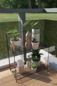 Akroraf 2'li Siyah Metal Özel Tasarım Çok Amaçlı Raf  Mutfak Banyo Dekoratif Raf