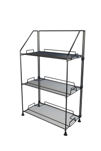 Akroraf 3'lü Siyah Metal Özel Tasarım Çok Amaçlı Raf Mutfak Banyo Dekoratif Raf