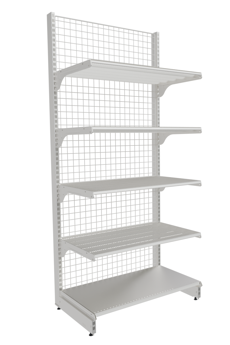 Tel Arka Panolu Tel Raflı Duvar Reyonu 2270x1000x500 mm Beyaz