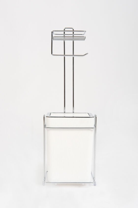 Çöp Kovalı Tuvalet Kağıtlığı ve Çöp Kovası Beyaz