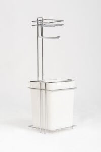 Toilet Paper Holder with Trash Can and Trash Can White