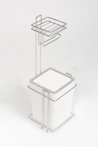 Toilet Paper Holder with Trash Can and Trash Can White