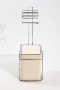 Toilet Paper Holder with Trash Can and Trash Can Cream