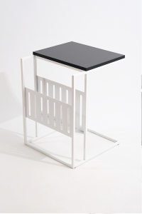 White Metal Coffee Table with Magazine Holder