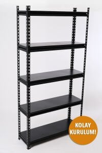 5 Katlı Hafif Yük Raf Ünitesi Siyah 30x91