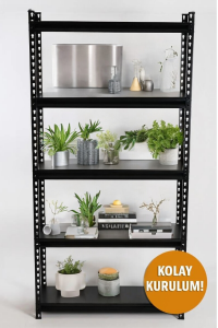 5 Tier Light Duty Shelving Unit Black 30x91