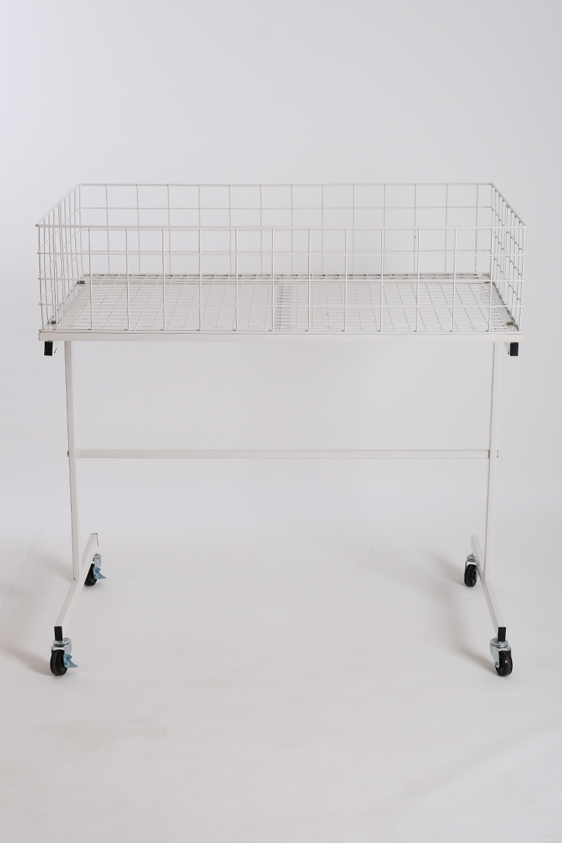 Wheeled Display Basket White