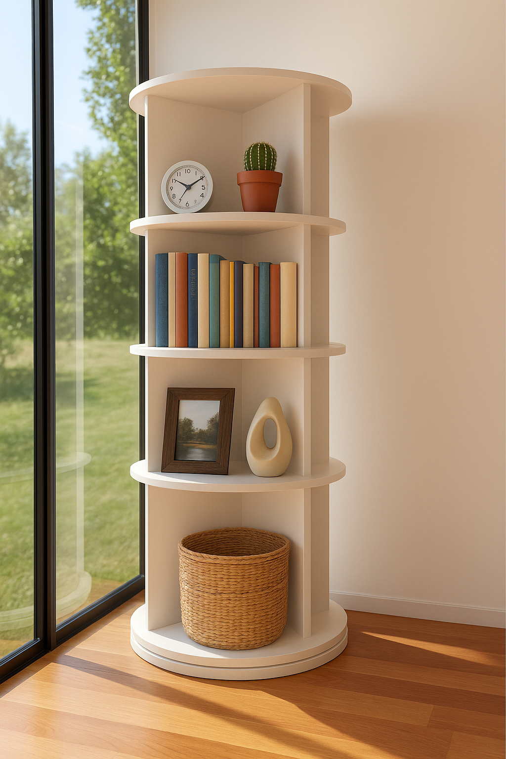 360 derece Dönen Dolap Teşhir Standı, Kitaplık, Ayakkabılık, Çantalık Çok Amaçlı Raf