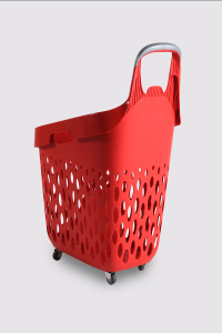 Tekerlekli Market Sepeti (Tekerlekli Alışveriş Sepeti Gri Saplı Bölmeli ) 73 L Kırmızı