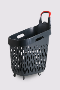 Tekerlekli Market Sepeti (Tekerlekli Alışveriş Sepeti Kırmızı Saplı ) 73 L Füme