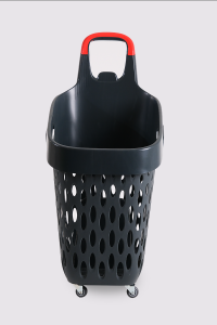 Tekerlekli Market Sepeti (Tekerlekli Alışveriş Sepeti Kırmızı Saplı ) 73 L Füme