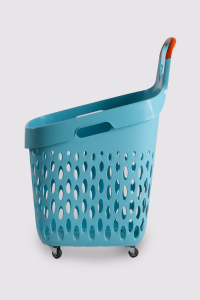 Wheeled Market Basket (Wheeled Shopping Basket with Orange Handle) 73 L Turquoise