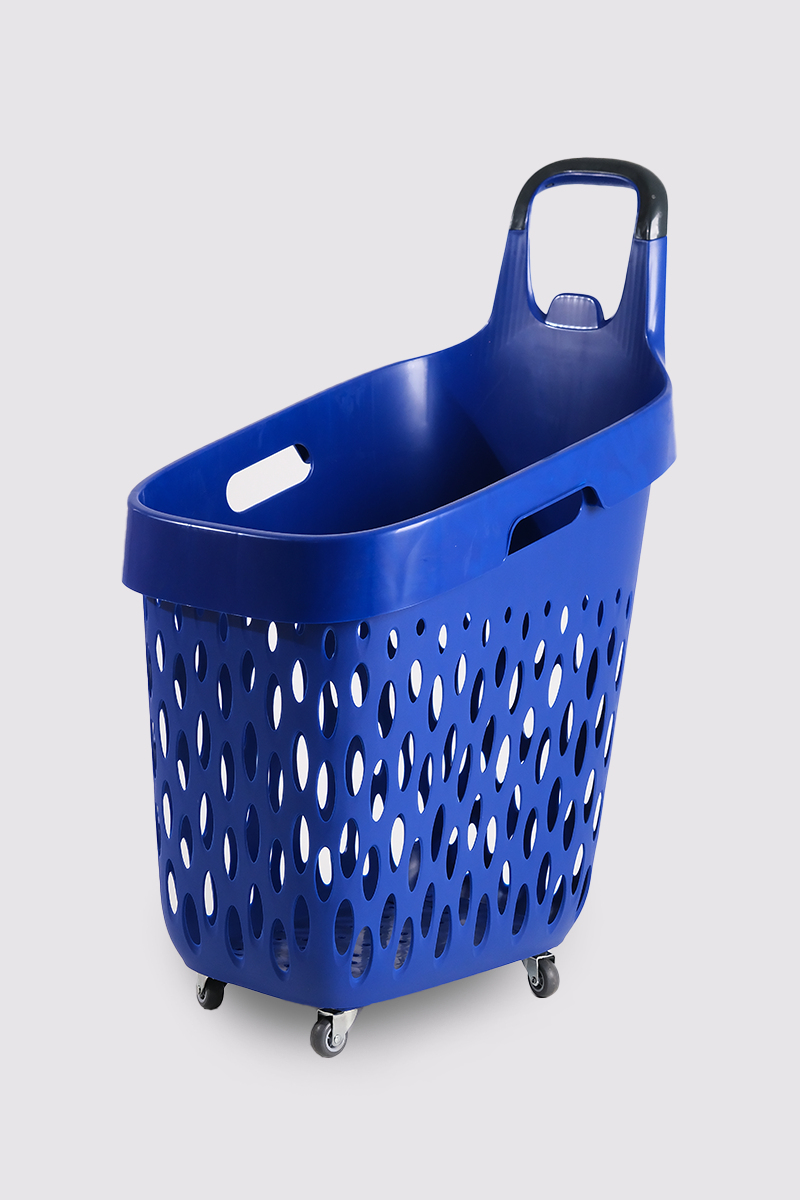 Tekerlekli Market Sepeti (Tekerlekli Alışveriş Sepeti Siyah Saplı ) 73 L Mavi