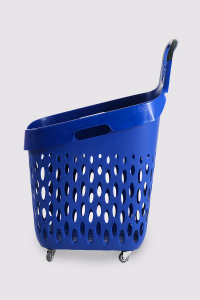 Wheeled Market Basket (Wheeled Shopping Basket with Black Handle) 73 L Blue