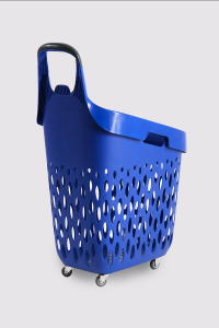 Wheeled Market Basket (Wheeled Shopping Basket with Black Handle) 73 L Blue