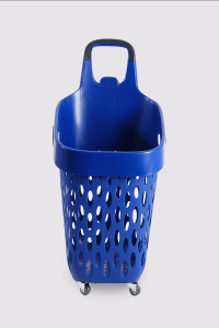 Wheeled Market Basket (Wheeled Shopping Basket with Black Handle) 73 L Blue