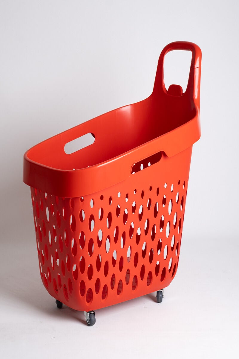 73 L Tekerlekli Alışveriş Sepeti Kırmızı - 4 Tekerlekli Market Sepeti Kırmızı Saplı, 87x54x39 cm