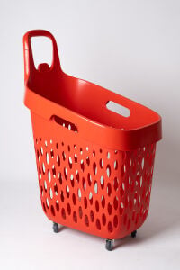 73 L Tekerlekli Alışveriş Sepeti Kırmızı - 4 Tekerlekli Market Sepeti Kırmızı Saplı, 87x54x39 cm