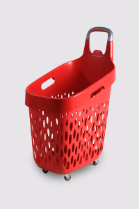 Tekerlekli Market Sepeti (Tekerlekli Alışveriş Sepeti Gri Saplı ) 73 L Kırmızı