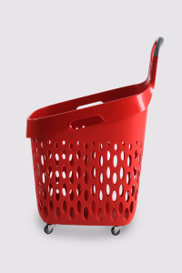 Tekerlekli Market Sepeti (Tekerlekli Alışveriş Sepeti Gri Saplı ) 73 L Kırmızı