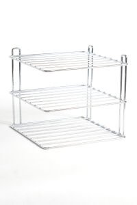 Cupboard Shelf Organizer Plate Rack Chrome