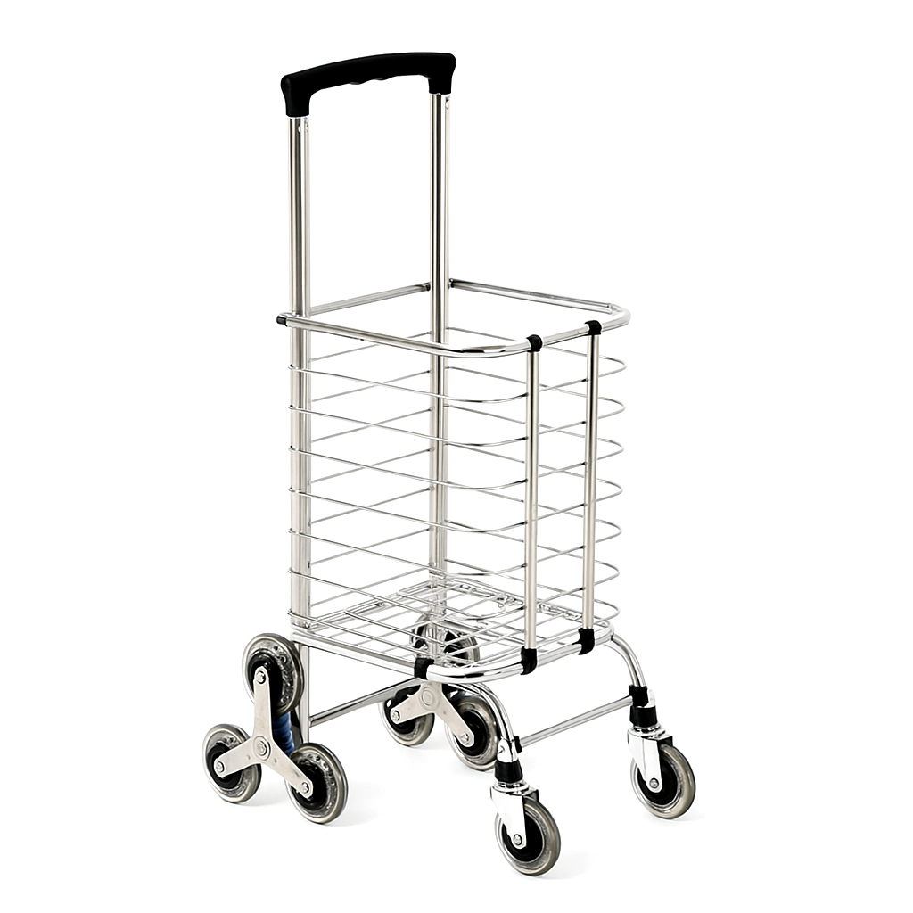 Portable Folding Shopping Cart Six Wheels Metal 30 Kg