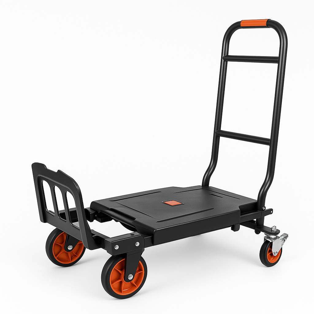 Adjustable Foldable Cargo Box Transport Trolley with Four Wheels 120 Kg