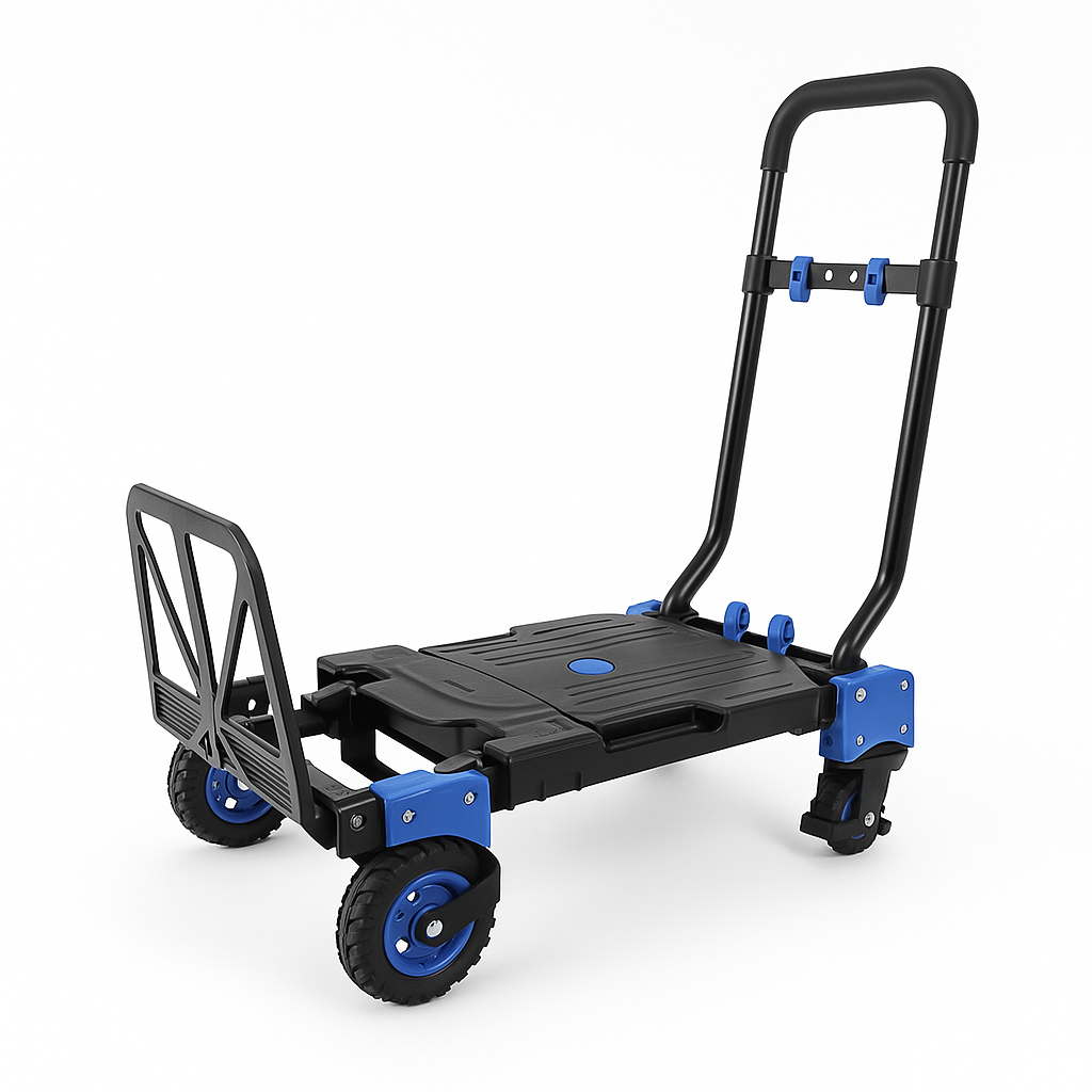 Adjustable Foldable Cargo Box Transport Trolley with Four Wheels 150 Kg