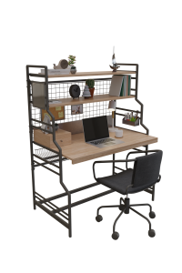 Özel Tasarım İki Raflı Ofis Bilgisayar Çalışma Masası Tel Arka Pano