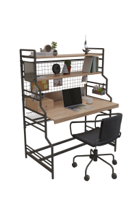 Özel Tasarım İki Raflı Ofis Bilgisayar Çalışma Masası Metal Çerçeve