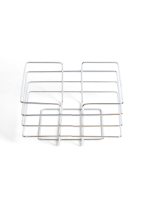 Krom Metal Kare Ekmeklik Sunum Sepeti - Tezgah Üstü Mutfak Organizeri, Meyve ve Poğaça Servis Kasası, Modern Tel Sepet, 20.5x20.5x11 cm