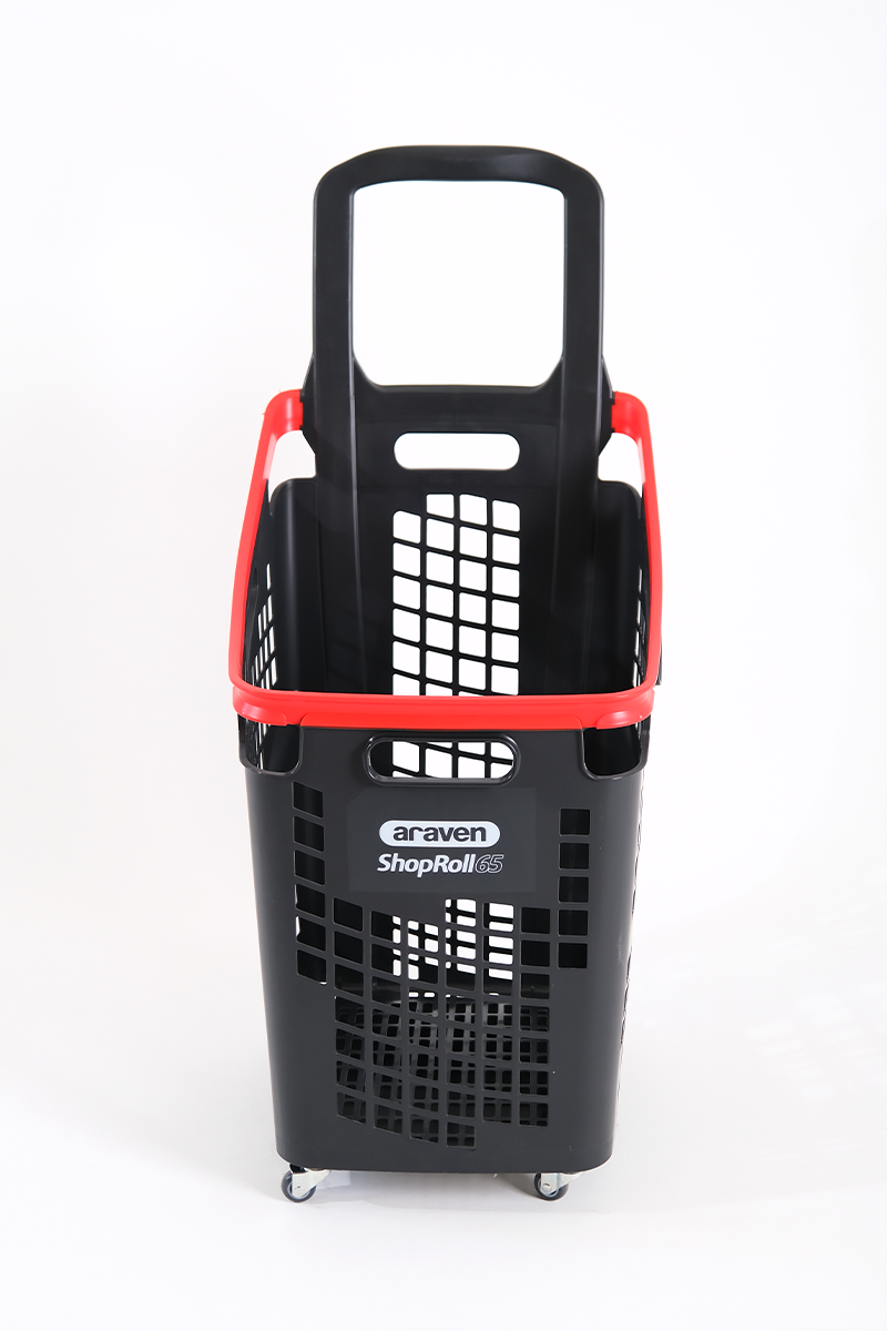 Wheeled Market Basket (Wheeled Shopping Basket) 65 L Red